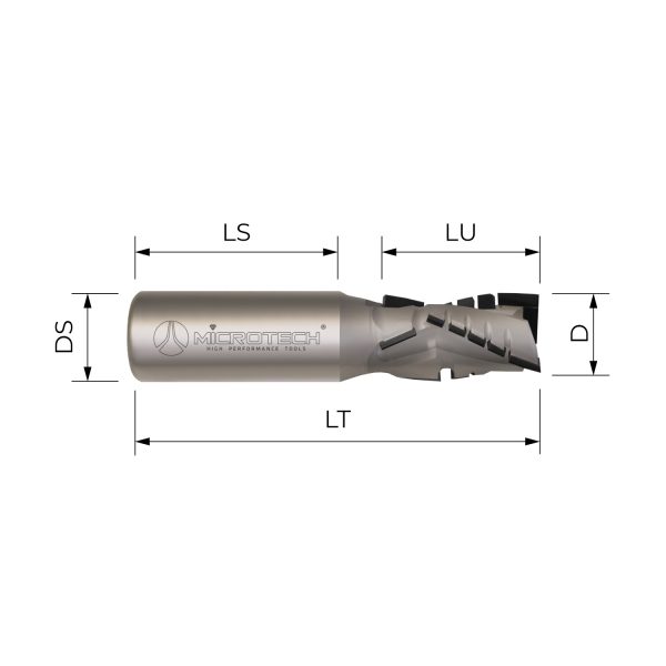 FPD2025 PCD helicoidal shank cutter Z3+3 steel body PCD H4,5 mm - ULC
