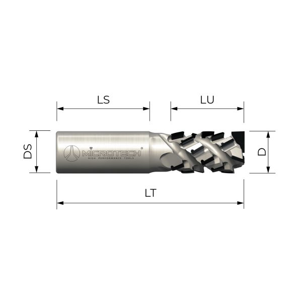 FPD2030 Fresa elicoidale in diamante Z3+3 assiale 30° corpo in acciaio PCD H4,5 mm - RX6