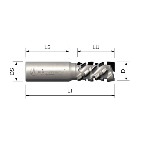 FPD2033 Fresa elicoidale in diamante Z2+2 assiale 45° corpo in acciaio PCD H4,5 mm - RX4S