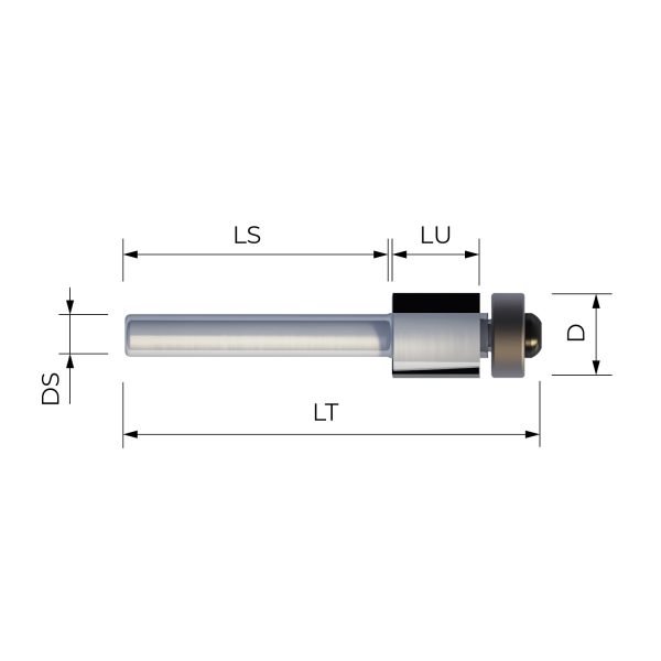 FPD2055 DIA router bit with copying bearing - FTDB