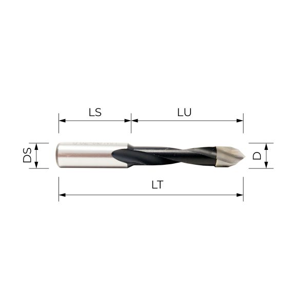 PFO7524 HW through holes drilling bit with special sharpening - TLINE 2L LT58 MM