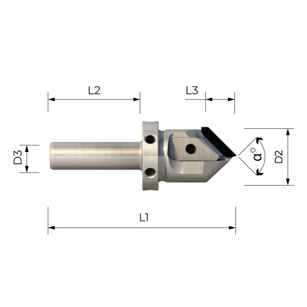 FPS3003 Shank cutter interchangeable PCD profiled inserts for “V“ profiles at 90° / 91° - MFX3